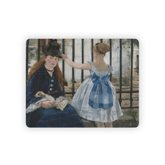Kids' Puzzle, 30-Piece - Edouard Manet The Railway Impressionist Masterpiece Artwork Educational Jigsaw Game, Children's Art Puzzle Toy, Art