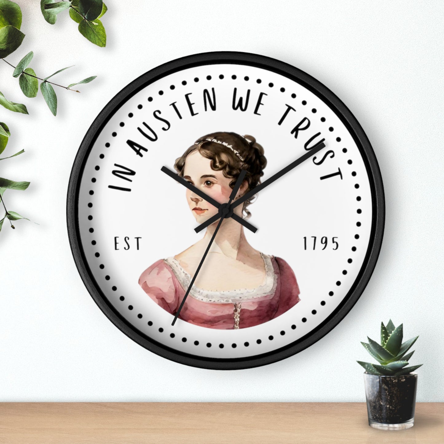 Literary Themed Wall Clock - Jane Austen Inspired Décor, Gift for Book Lovers, Home Office Wall Art, Vintage Style Clock, Literary