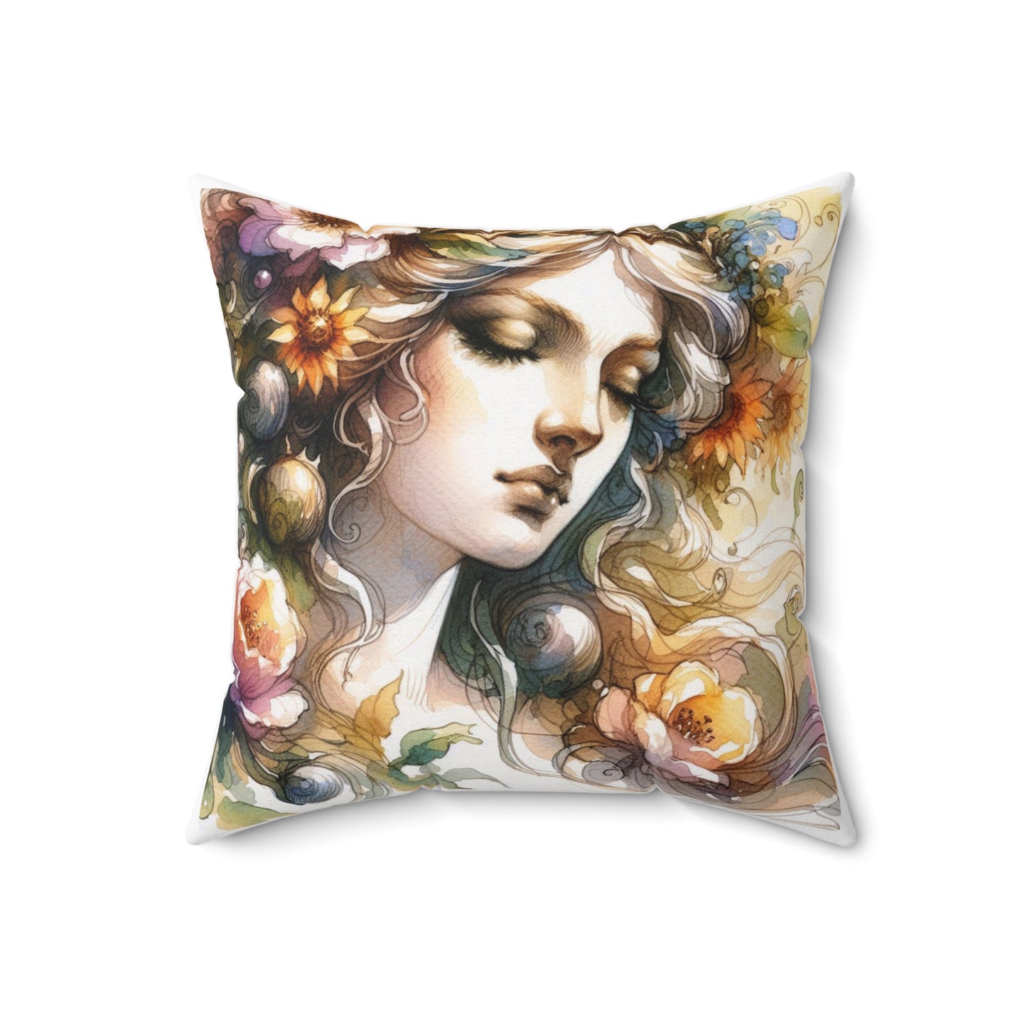Greek Goddess Persephone Pillow, Spring, Olympian Mythology Gift, Classical Education Cushion Decor - Square Pillow, Home Decor, Throw