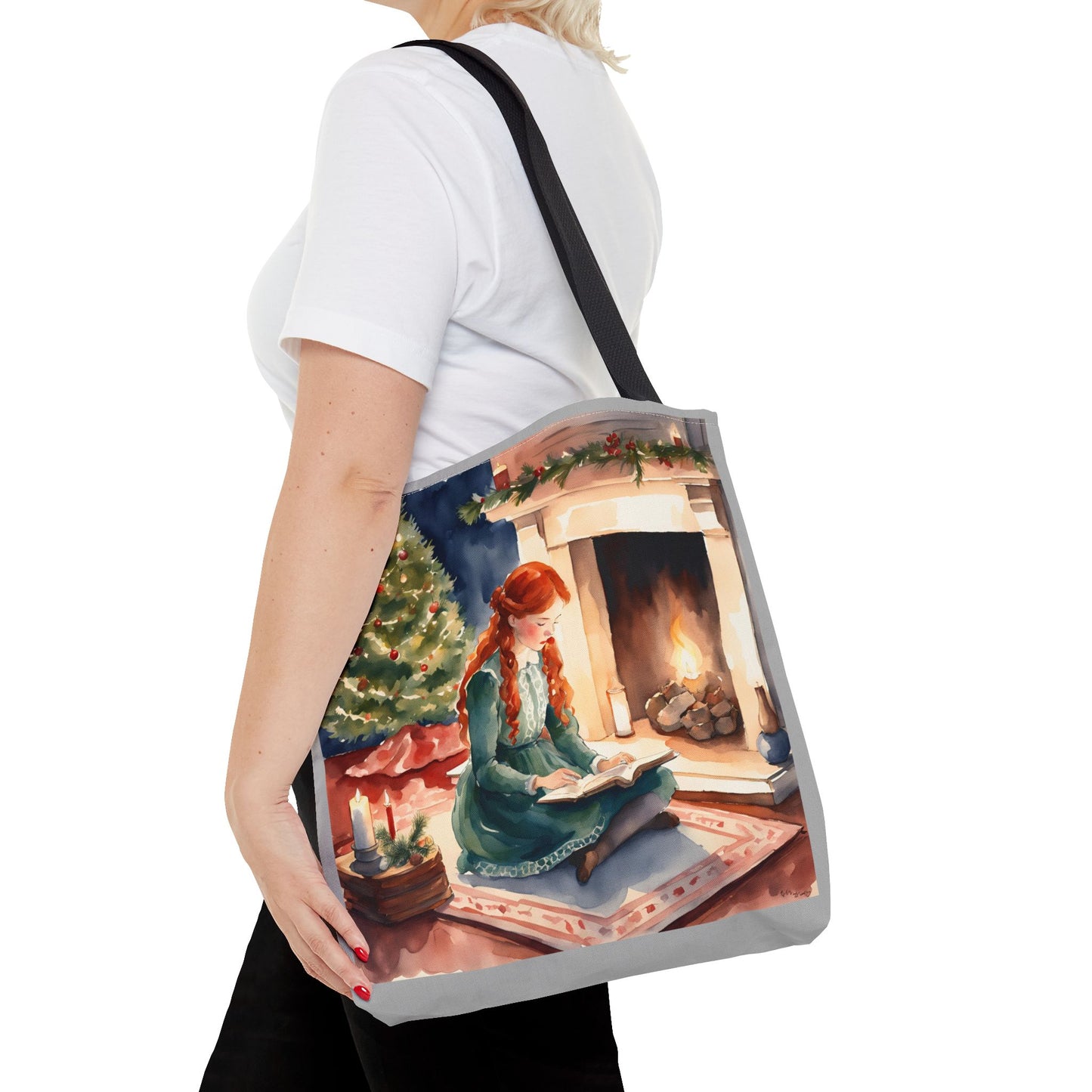 Literary Christmas Tote Bag - Anne of Green Gables Holiday Gift, Lucy Maud Montgomery Book Lover Shoulder Bag, Bookish Literary Tote,
