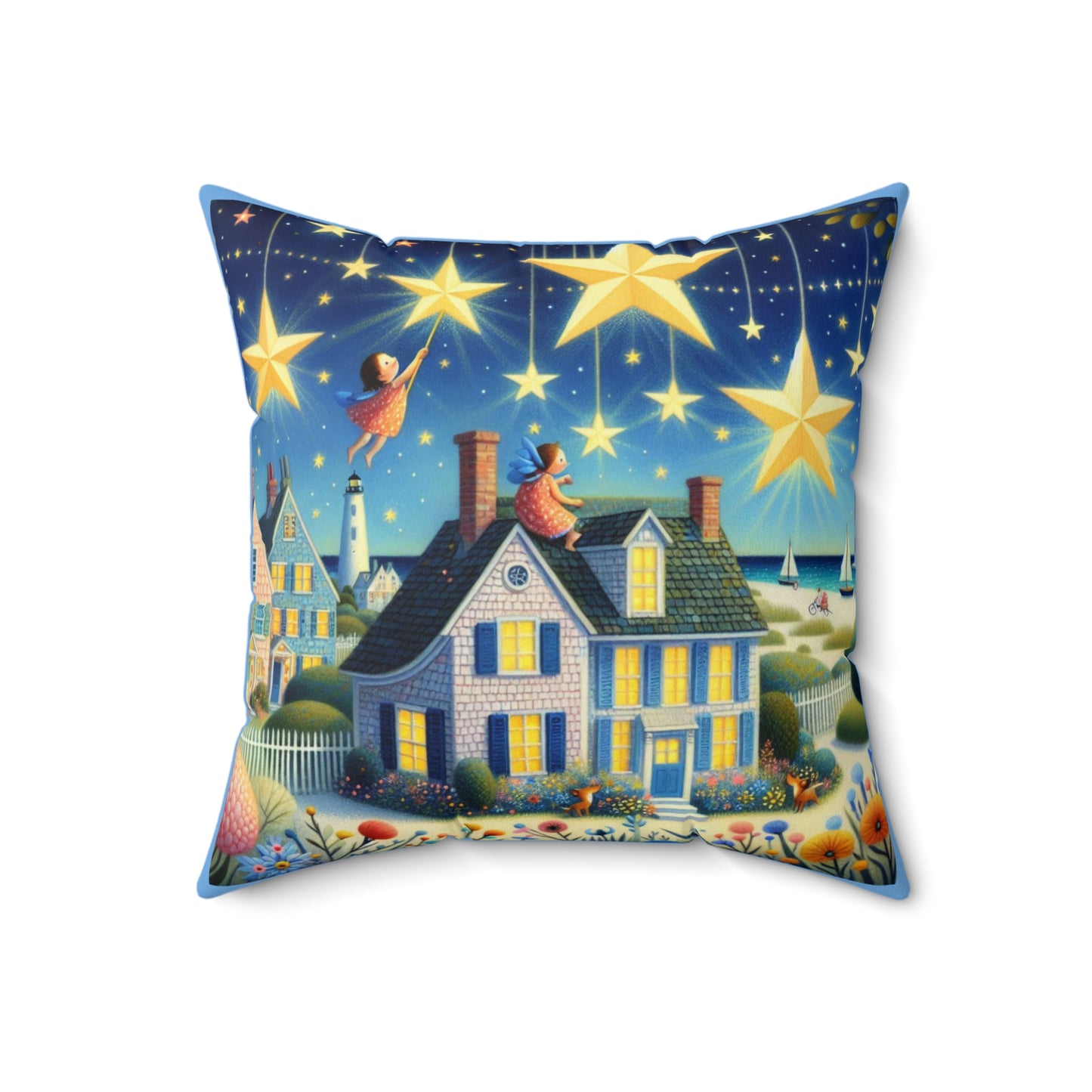 Hamptons, Beach, New York, Twinkle Twinkle Little Star, Nursery Rhyme, Square Pillow, Library, Book Nook, Reading Corner, Decor