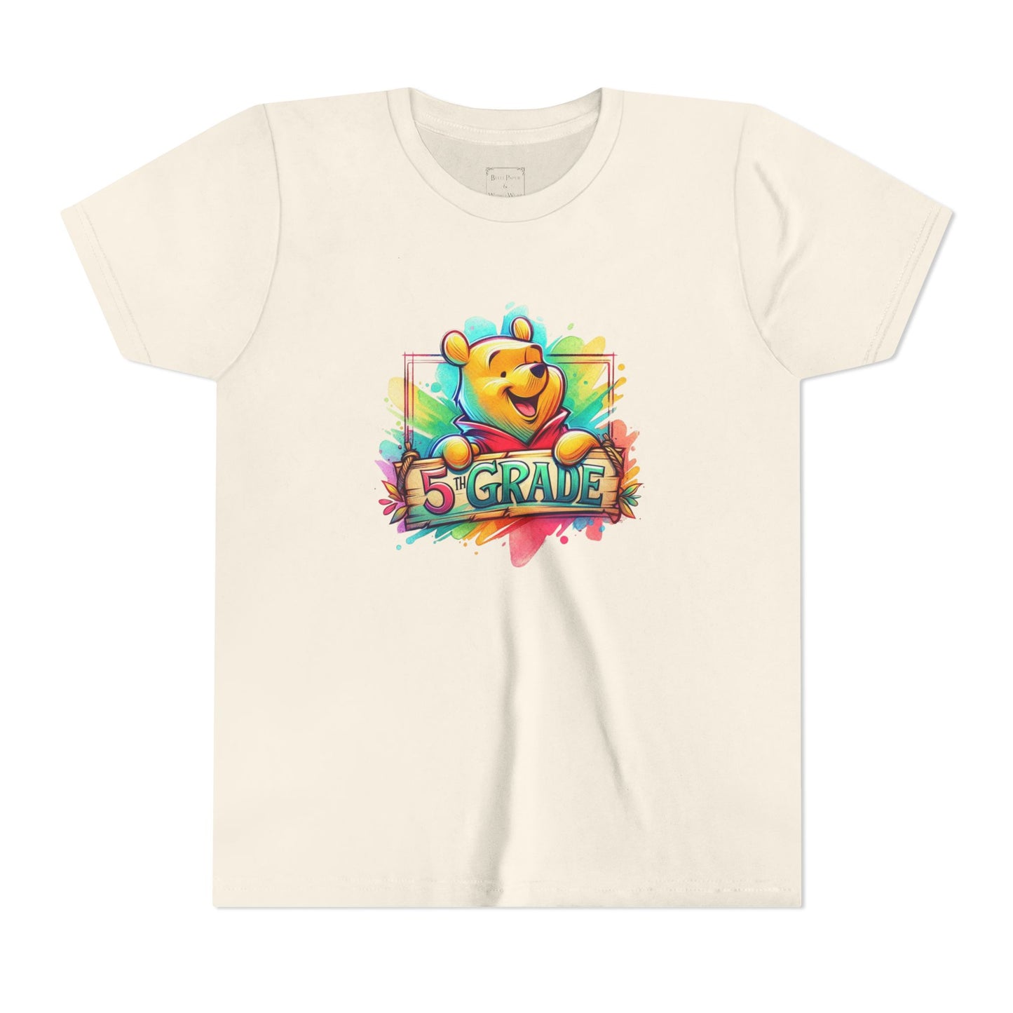 Colorful Kids Tee with 5th Grade Winnie the Pooh Bear Design | Youth T-Shirt | Back to School T-Shirt