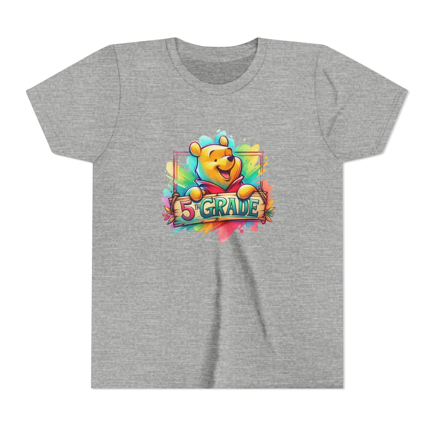 Colorful Kids Tee with 5th Grade Winnie the Pooh Bear Design | Youth T-Shirt | Back to School T-Shirt