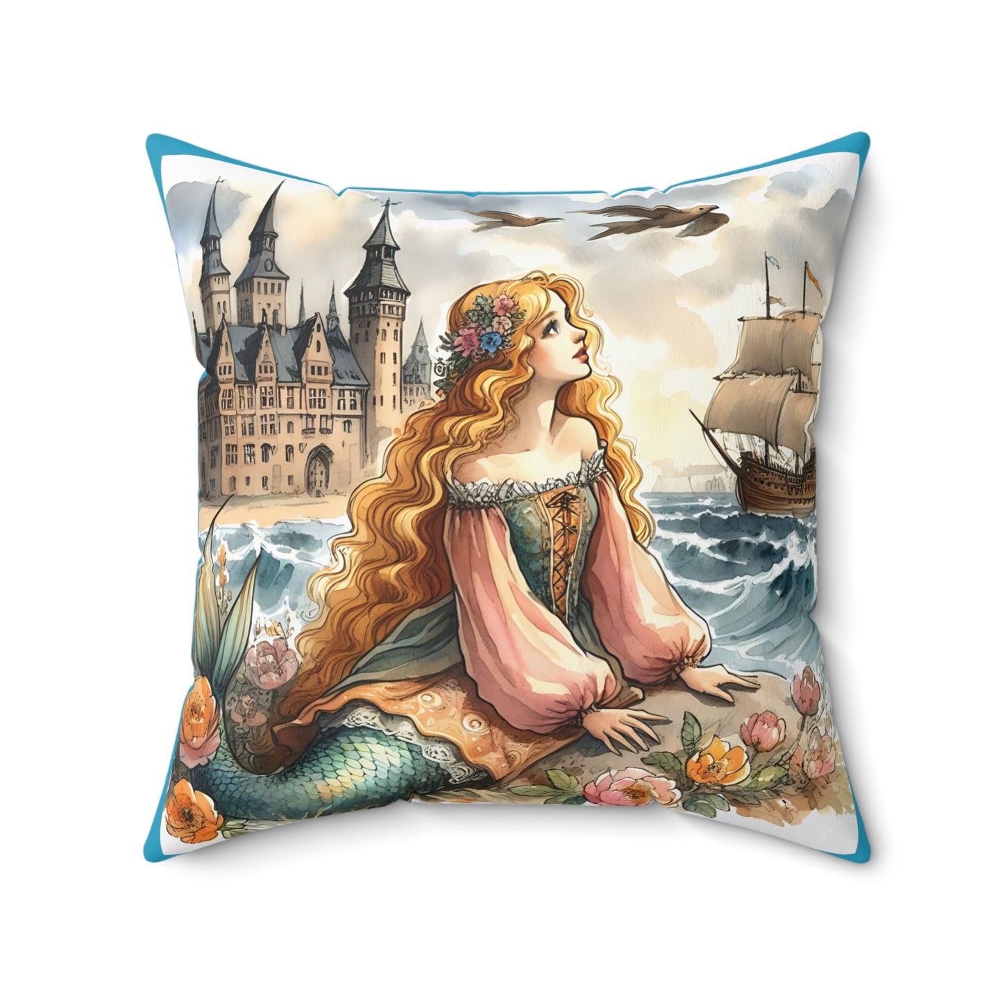 Little Mermaid, Hans Christian Anderson, Square Pillow, Literary Pillow, Library, Book Nook, Reading Corner, Classroom, Teacher, Fairytale