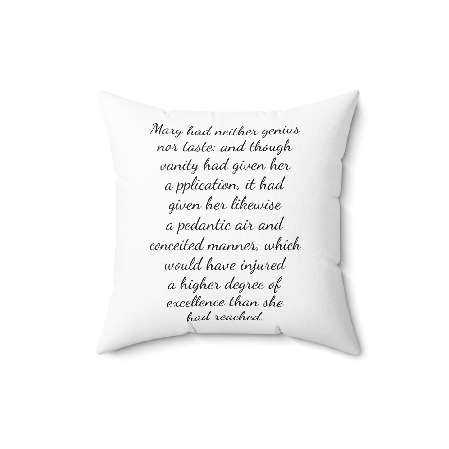 Literary Pillow, Regency Decor, Mary Bennet, Pride and Prejudice, Jane Austen Quote, Square Cushion