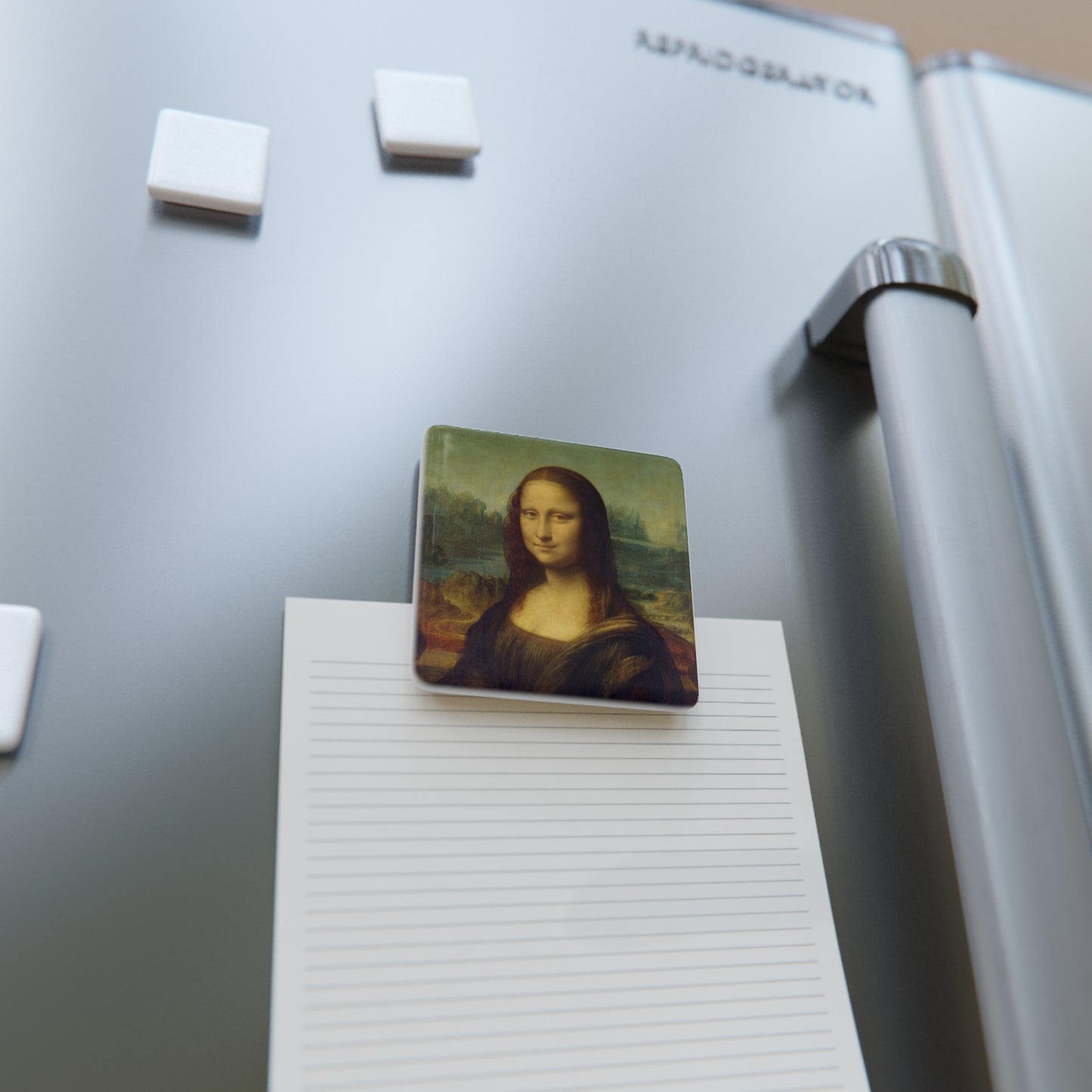 Porcelain Magnet, Mona Lisa Art Lovers Gift, Unique Refrigerator Square Magnet, Da Vinci Stocking Stuffer, Artistic Kitchen Decor