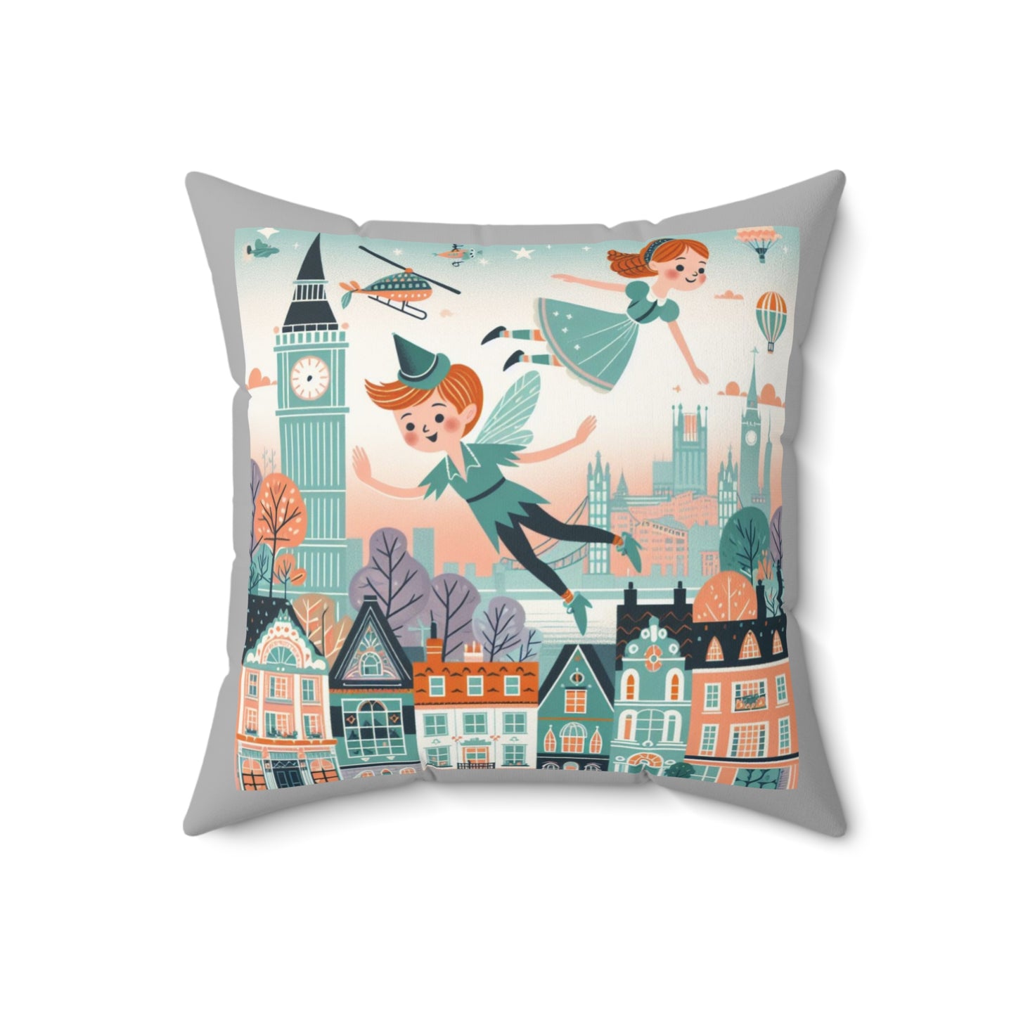 Peter Pan, Wendy, JM Barrie, Children's Literature,  Square Pillow, Library, Book Book, Reading Corner, Nursery, Bedding, Decor