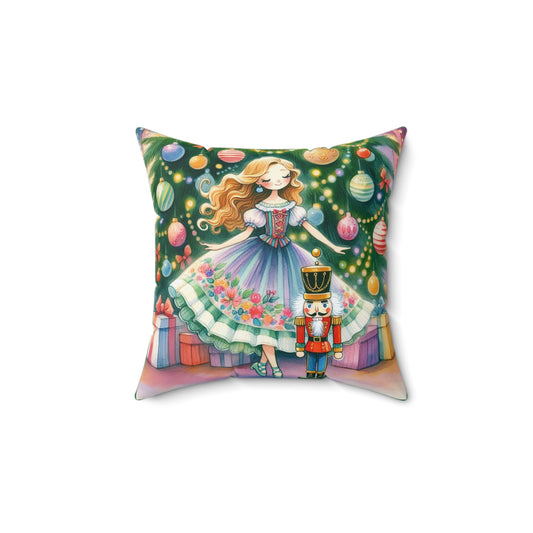 Ballet Pillow, Nutcracker Christmas Pillow, Spun Polyester Square Pillow, Cozy Home Decor, Kids Room Accent, Holiday Cheer Pillow, Christmas