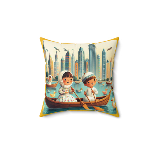 Dubai, Arabic, Row Row Your Boat, Square Pillow, Nursery Rhyme, Library, Book Nook, Reading Corner, Educational, Gift