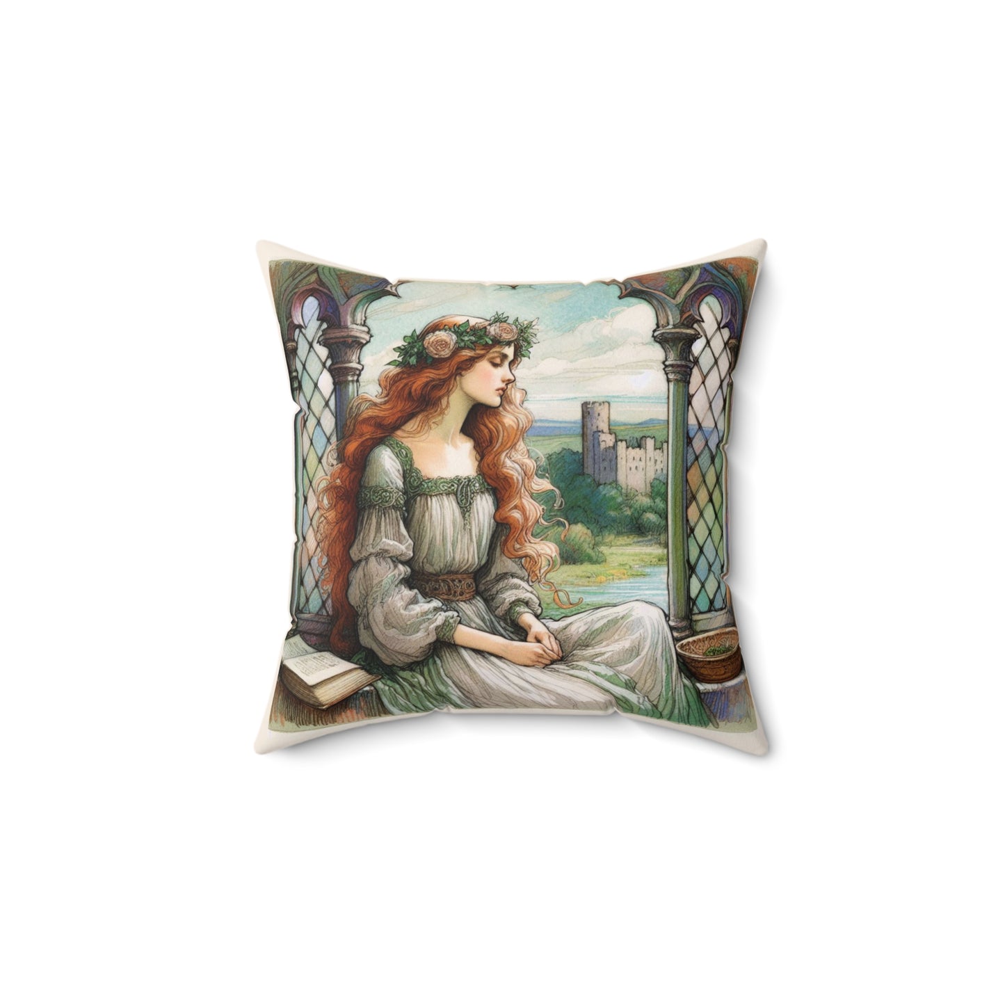 Lady of Shalott Pillow Cover, Throw Pillow, Literary Gift, Cozy Home Accent, Cozy Reading Nook Decoration, Lord Alfred Tennyson Poem Cushion