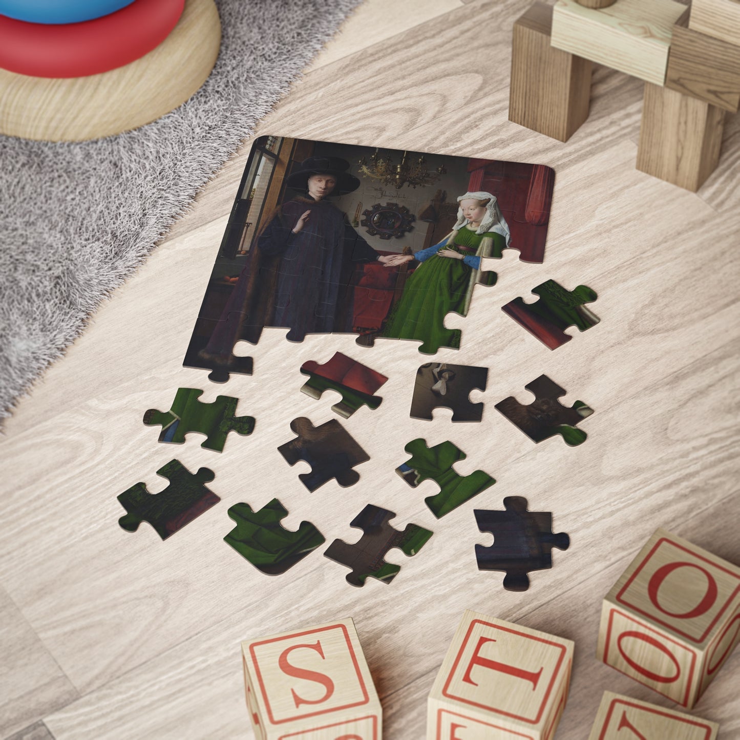 Kids' Puzzle, 30-Piece Educational Gift, Arnolfini Portrait Jigsaw, Art History Teacher Classroom Activity, Children Fun