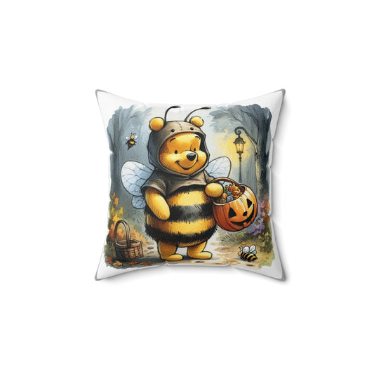 Halloween Pillow, Cozy Cushion, Halloween Decor, Fall Home Accent, Gift for Kids, Bee Costume Decor, Spun Polyester Square Pillow