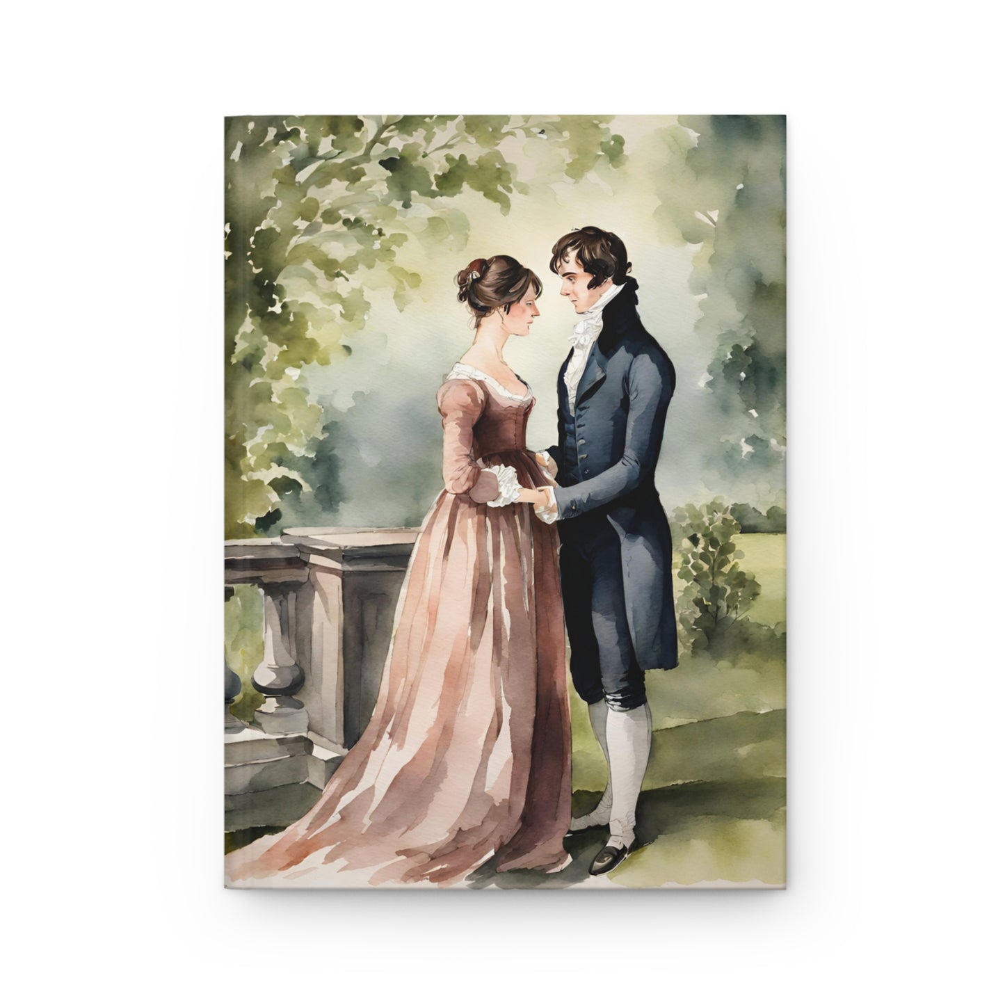 Pride and Prejudice, Darcy, Elizabeth, Jane Austen, Pemberely, Watercolor, Hardcover Journal Matte