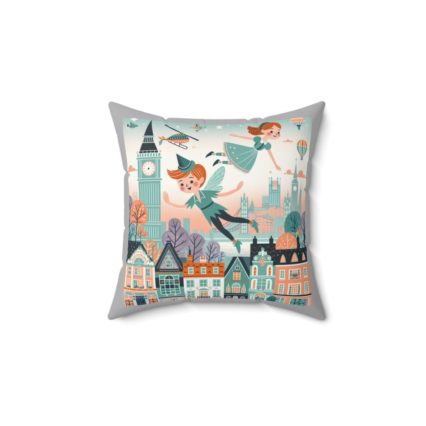 Peter Pan, Wendy, JM Barrie, Children's Literature,  Square Pillow, Library, Book Book, Reading Corner, Nursery, Bedding, Decor