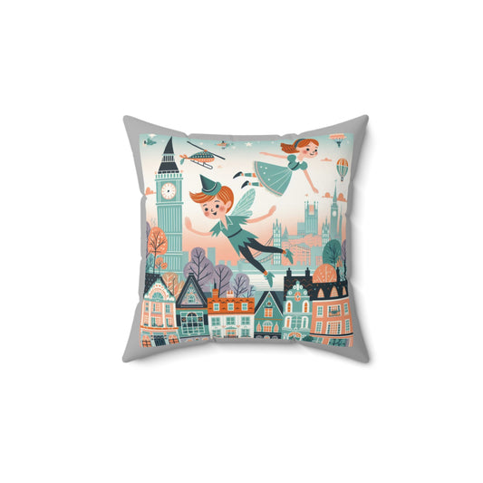 Peter Pan, Wendy, JM Barrie, Children's Literature,  Square Pillow, Library, Book Book, Reading Corner, Nursery, Bedding, Decor