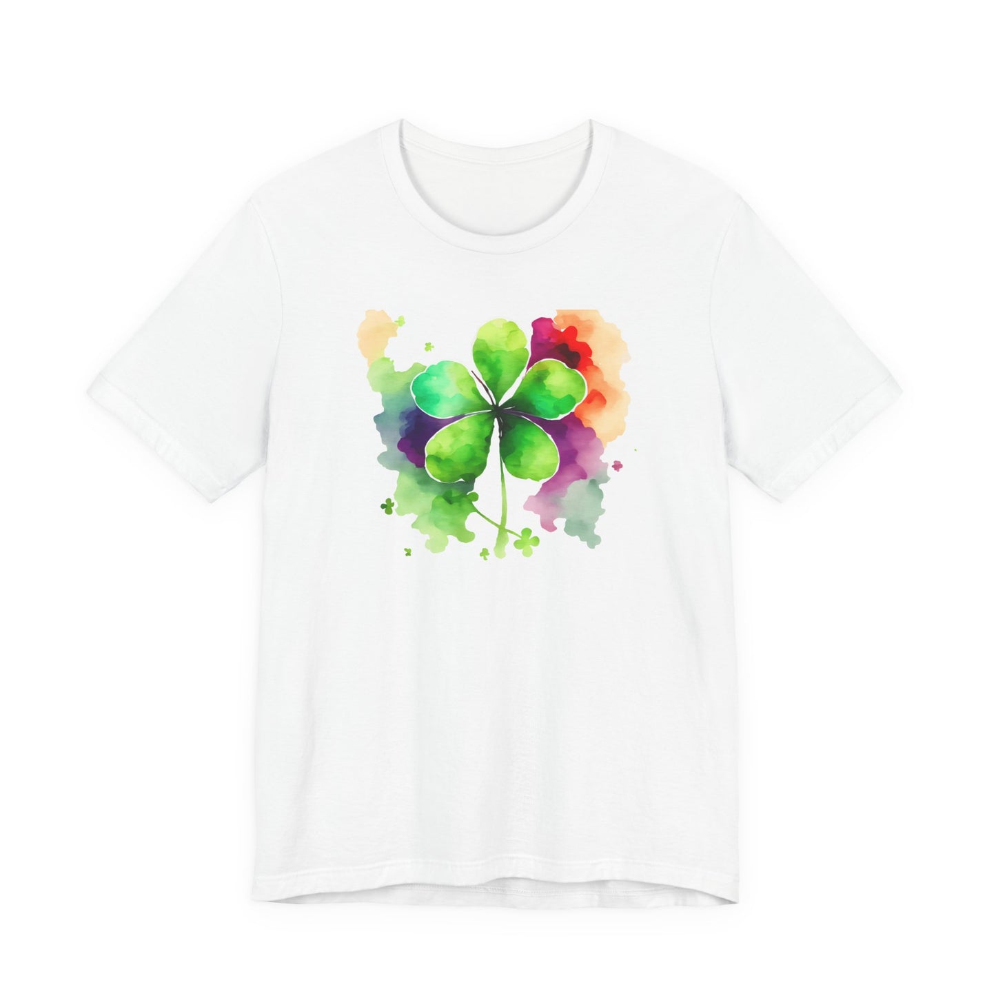Cute, Watercolor, Four Leaf Clover, St. Patrick's Day, Unisex Jersey Short Sleeve Tee, T-shirt