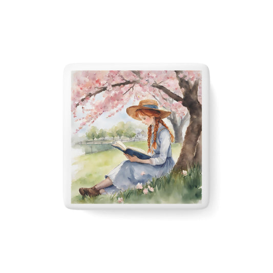 Anne of Green Gables Literary Porcelain Magnet, Square - Lucy Maud Montgomery, Book Lover Gift, Fridge Decor, Small Gift, Classic Literature