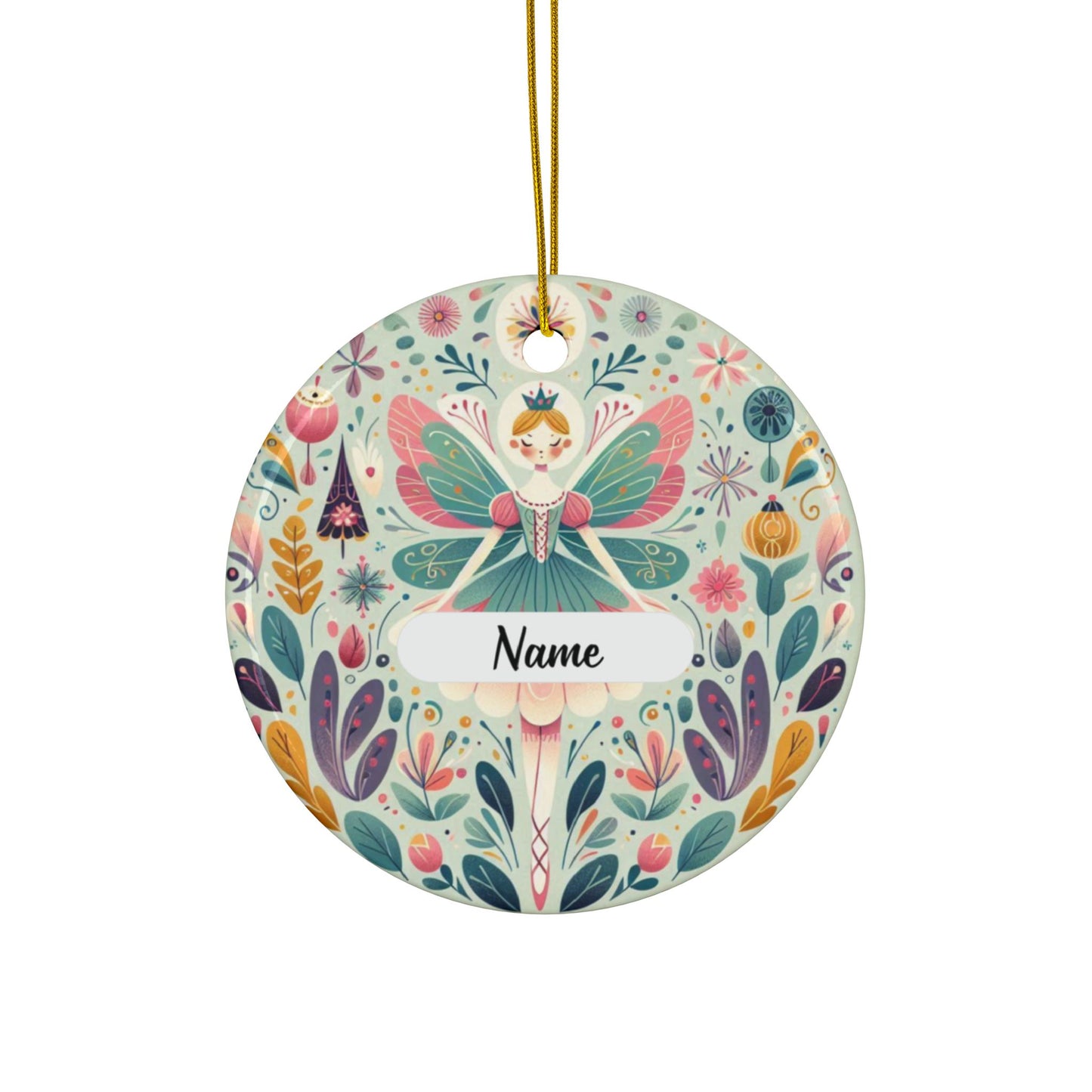 Personalized Name Custom Sugar Plum Fairy, Nutcracker, Ballet, Christmas Tree, Holiday Ceramic Ornament, 2-Side Print, Gift Tag, Stocking