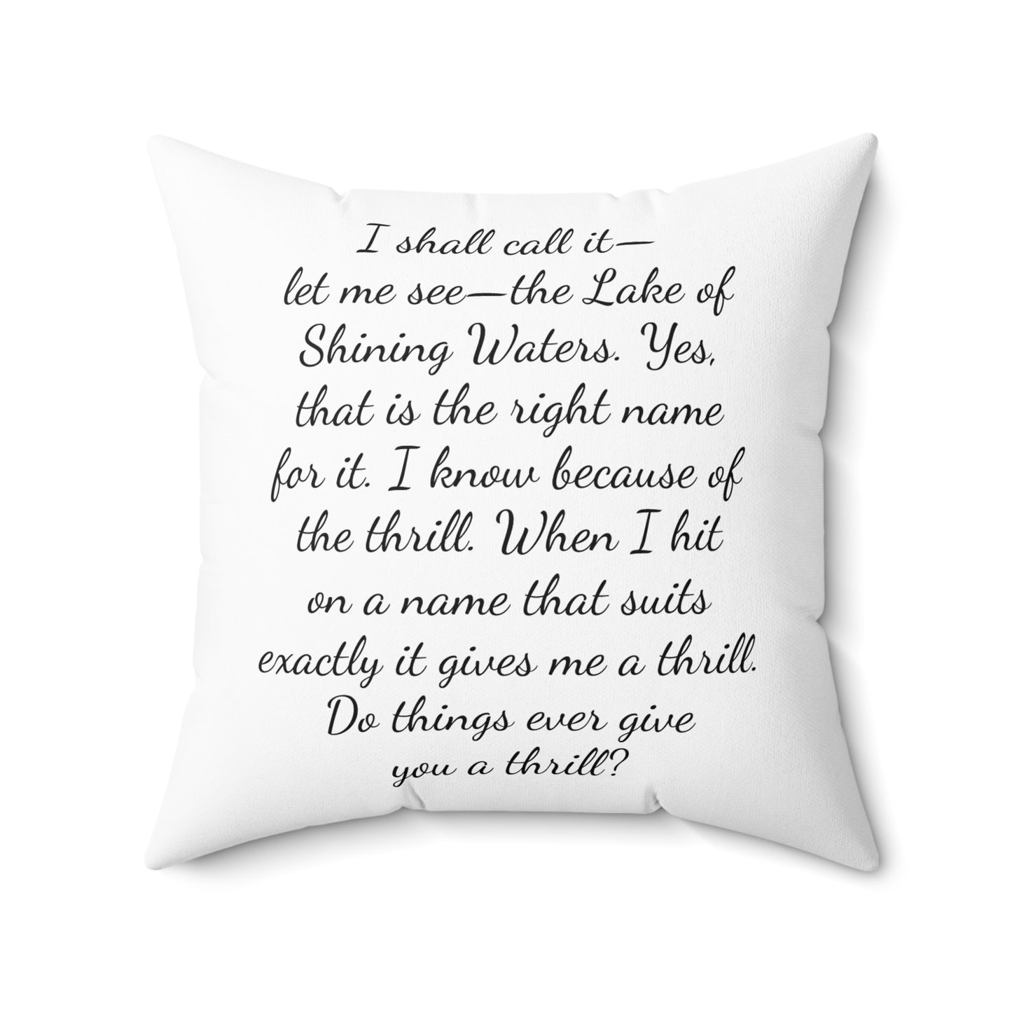 Literary Pillow, Anne of Green Gables, Spring Summer Decor, Book Nook, Library, Lucy Maud Montgomery, Lake of Shining Waters, Spun Polyester