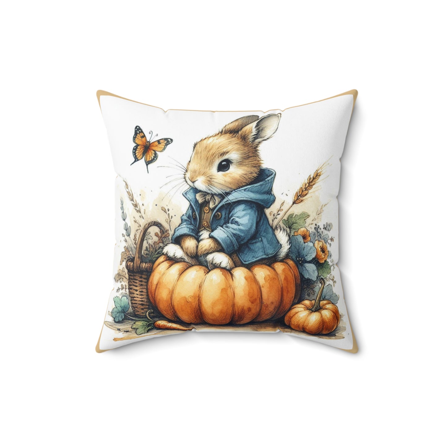 Peter Rabbit, Beatrix Potter Pumpkin Pillow | Cozy Autumn Home Decor, Cute Fall Accent, Gift for Rabbit Lovers, Seasonal Cushion, Nursery