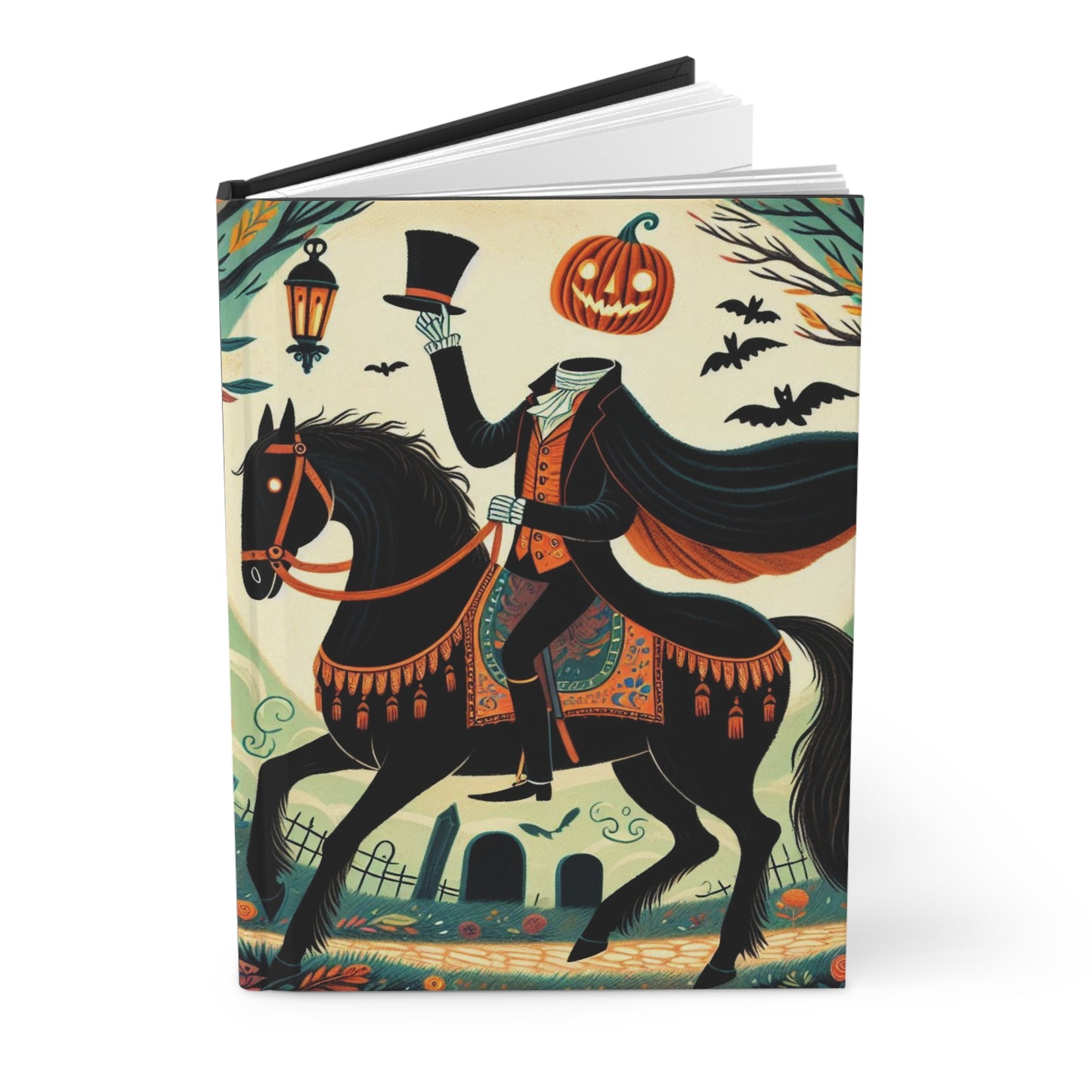 Hardcover Journal - Spooky Sleepy Hollow, Headless Horseman Halloween Notebook for Writing, Travel, Sketching, Autumn Decor, Gift for