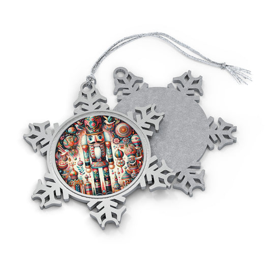 Christmas Pewter Snowflake Ornament, Nutcracker Ballet Tree Holiday Stocking Stuffer Gift Tag Decoration, Winter Wonderland Decor, Festive