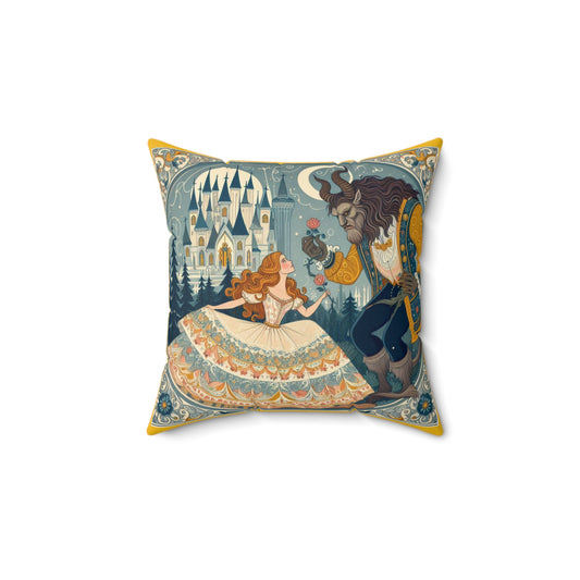 Beauty and the Beast, Fairy Tale, Square Pillow, Library, Book Nook, Reading Corner, Educational
