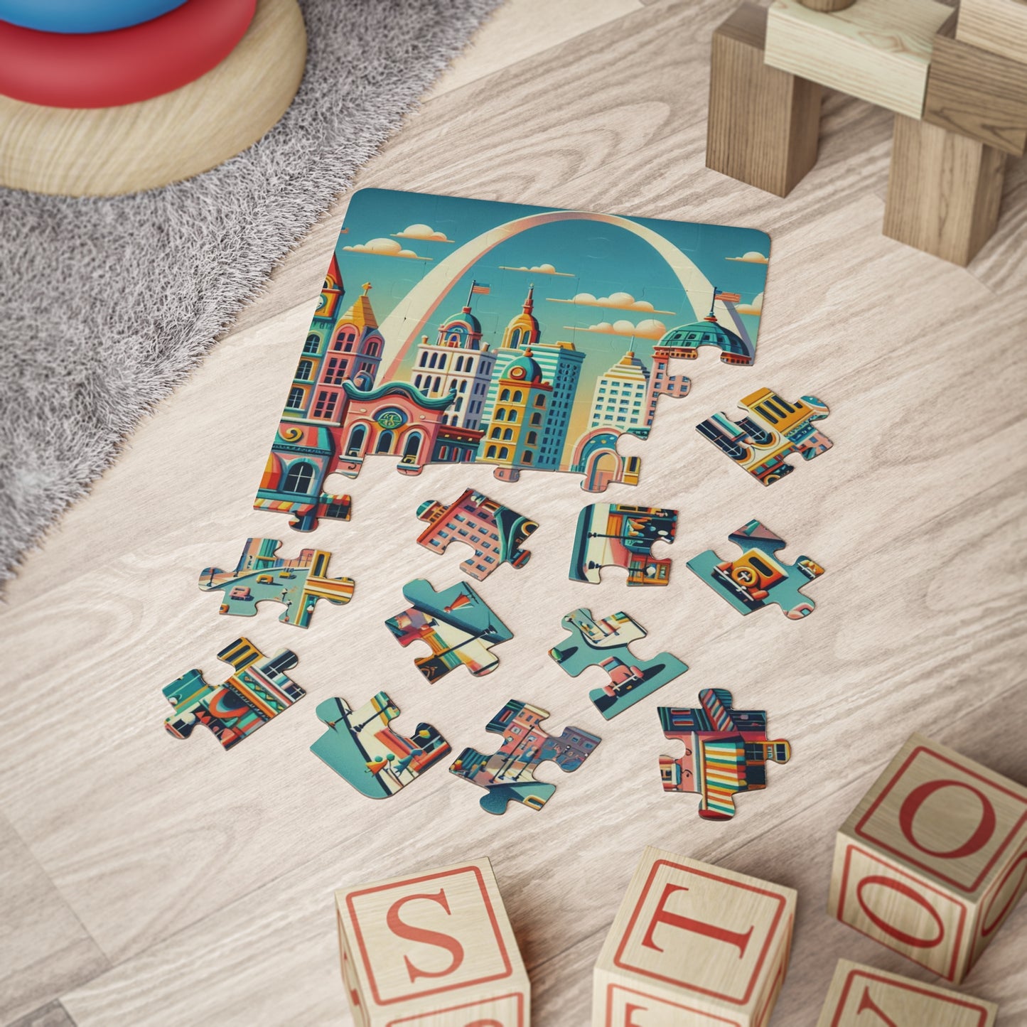 Colorful St Louis, Missouri Cityscape Kids' Puzzle, 30-Piece, Learning Toy, Family Activity, Educational Gift, Imagination Booster, Playtime