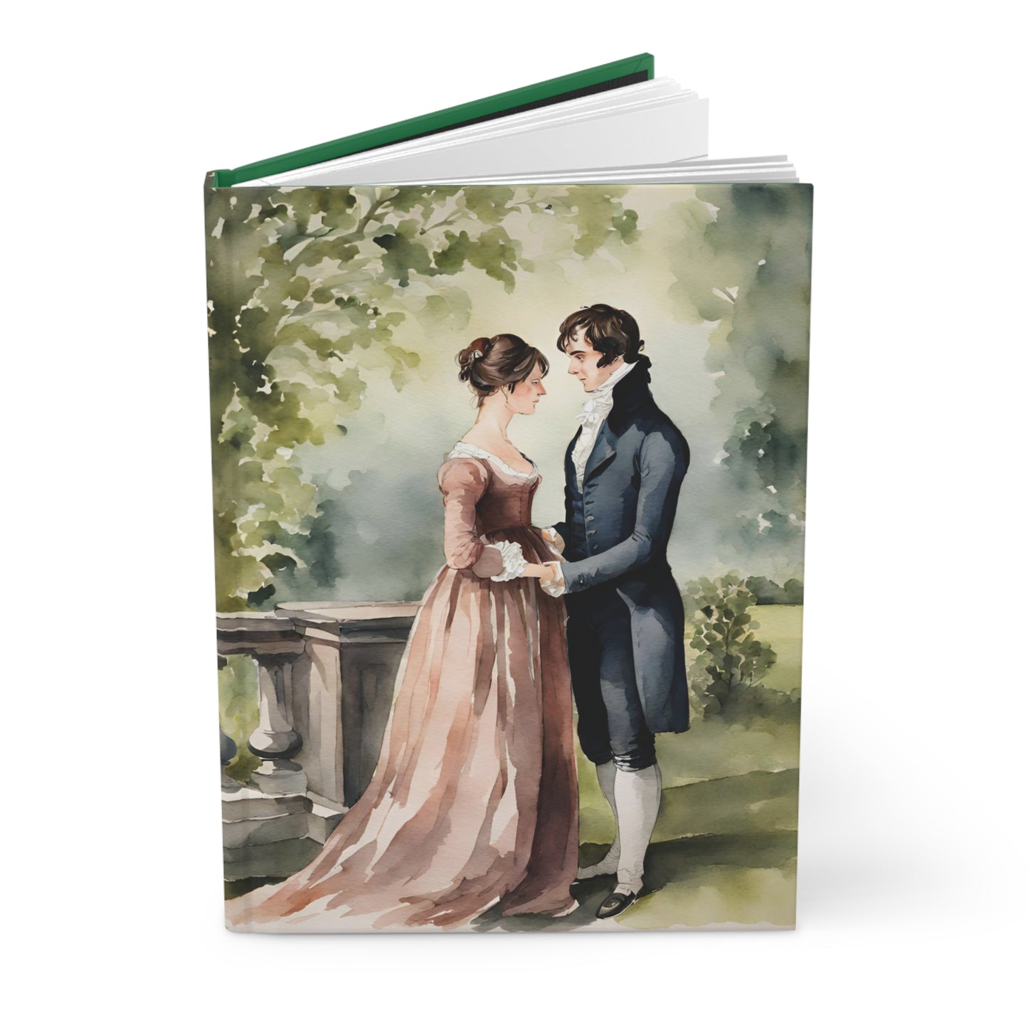 Pride and Prejudice, Darcy, Elizabeth, Jane Austen, Pemberely, Watercolor, Hardcover Journal Matte
