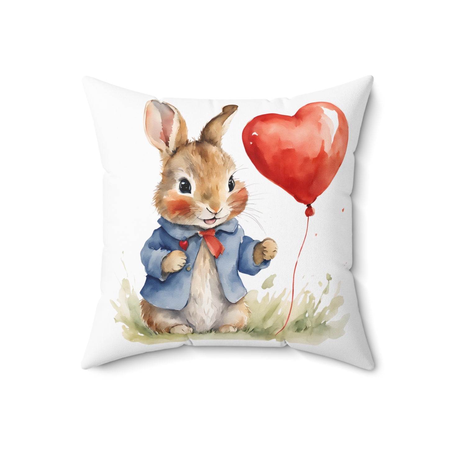 Peter Rabbit Love Valentine's Day Square Pillow, Beatrix Potter Nursery Decor Cushion, Library, Book Nook, Pillow