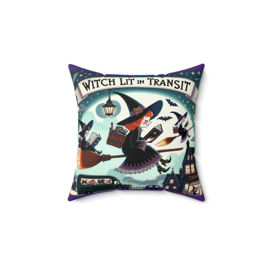 Reading Book Witch Decorative Pillow, Cozy Home Decor, Halloween Accent, Unique Gift for Witch Lovers, Fun and Creative Cushion