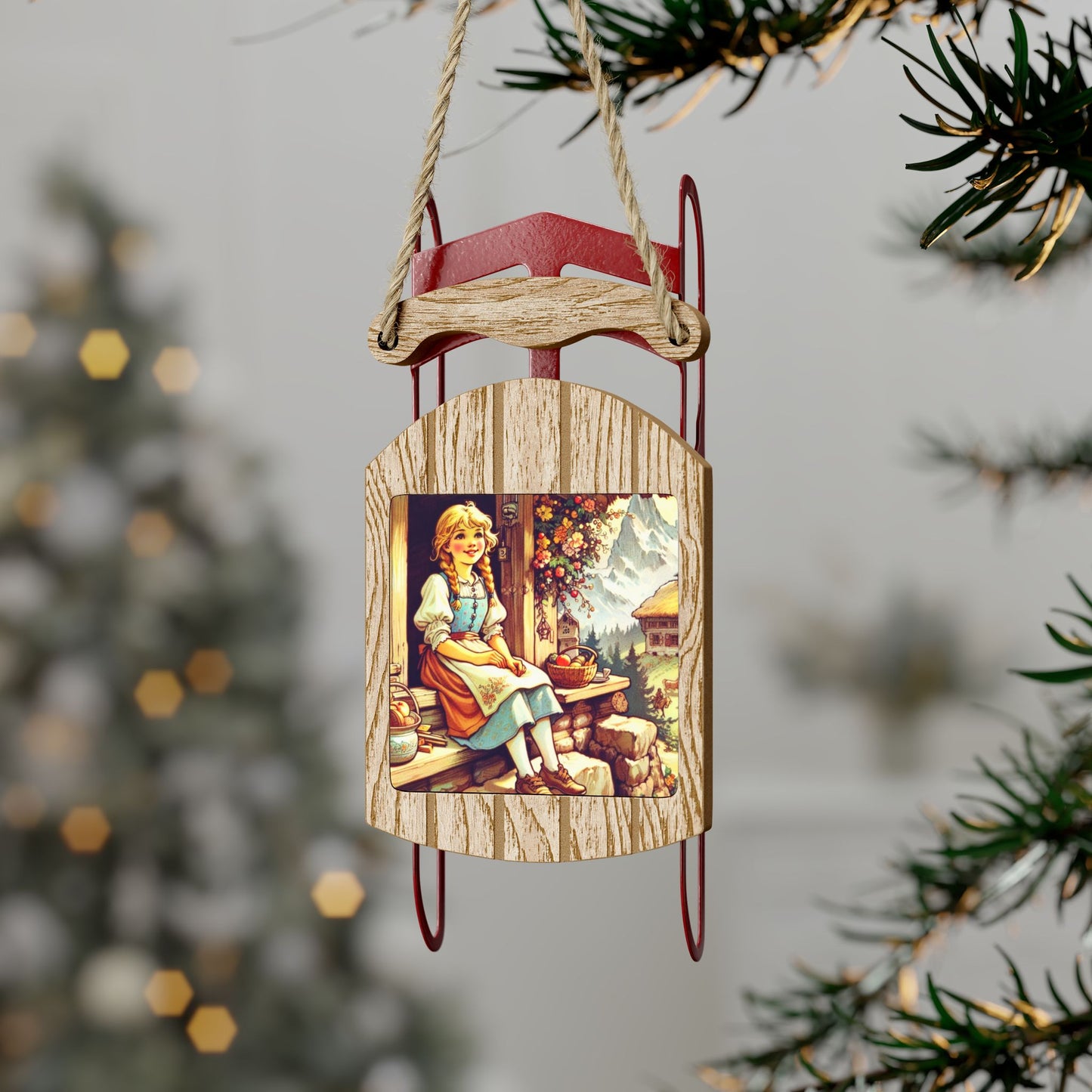 Heidi, Johanna Spyri, Book, Literary Ornament, Christmas, Holiday, Gift, Sled, Ornament, Switzerland, Stocking Stuff