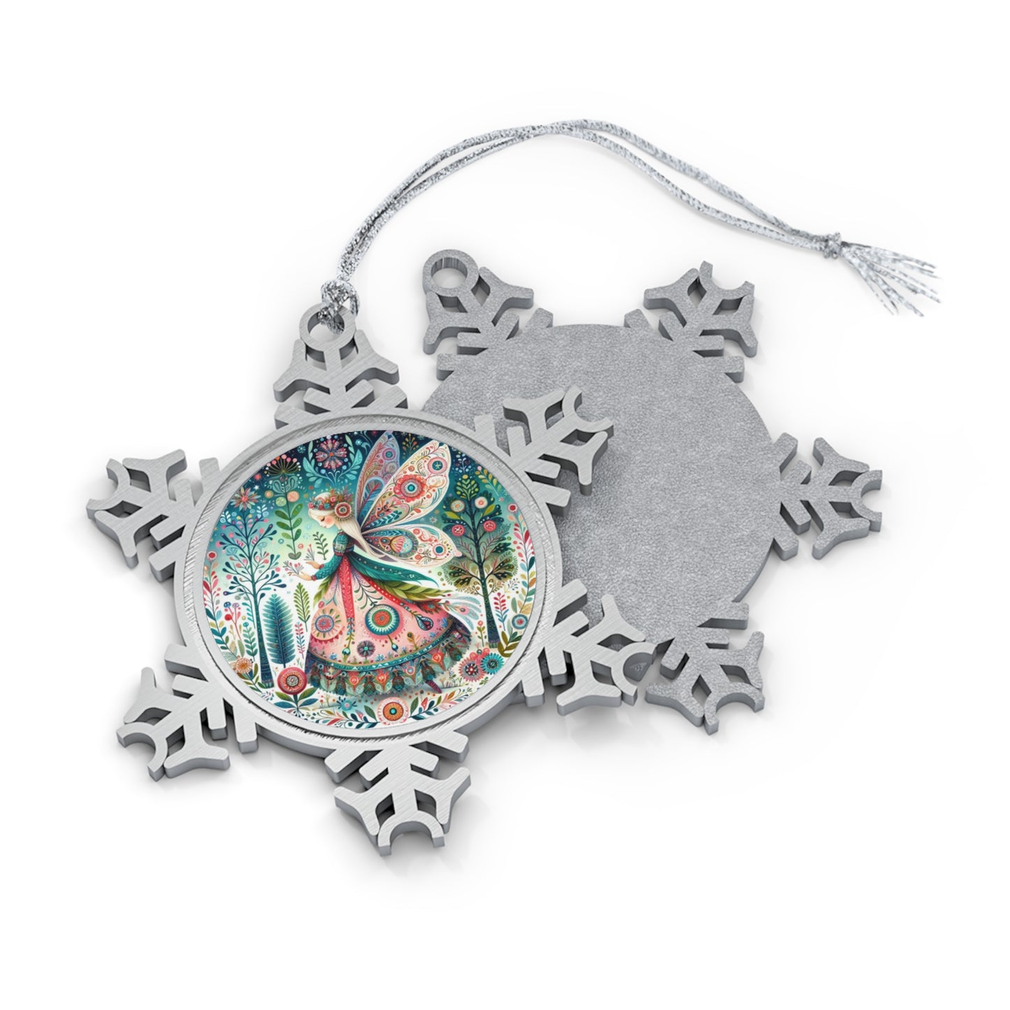 Pewter Snowflake Ornament, Nutcracker Sugar Plum Fairy Ballet Christmas Tree Holiday Stocking Stuffer, Winter Decor