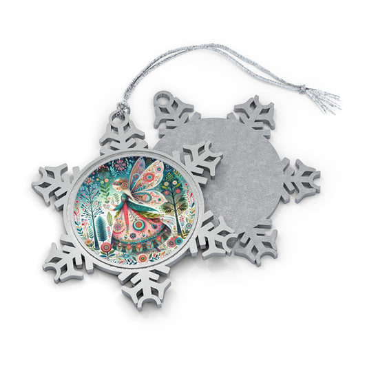 Pewter Snowflake Ornament, Nutcracker Sugar Plum Fairy Ballet Christmas Tree Holiday Stocking Stuffer, Winter Decor