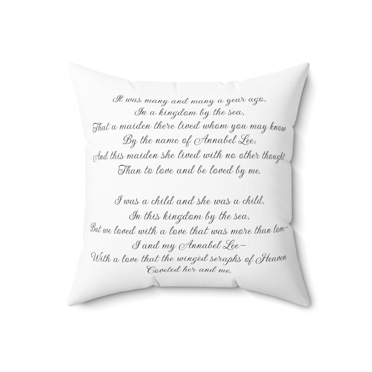 Literary Cushion, Edgar Allan Poe Pillow, Annabel Lee Poetry Gift, Book Nook Decor, Library Throw Pillow, Spun Polyester Square Cushion