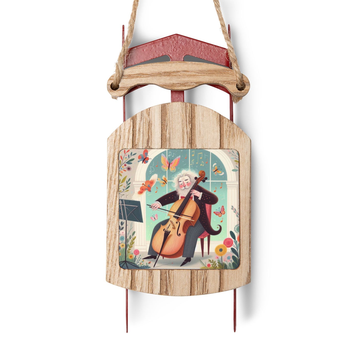 Ornament Set, Christmas Decor, Holiday Gift, Classical Music Theme, Cello Design, Brahms Lullaby Ornaments