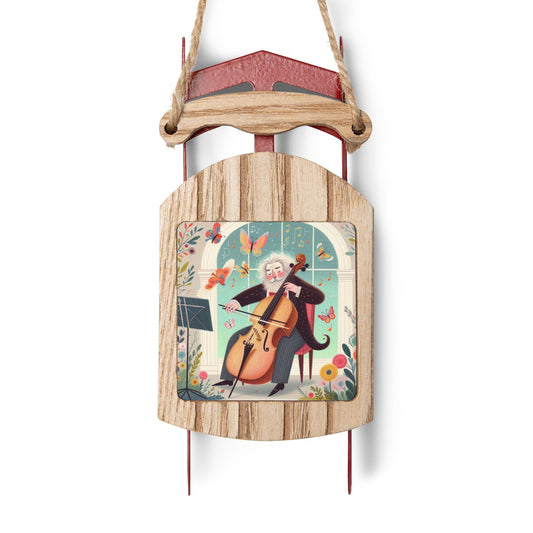 Ornament Set, Christmas Decor, Holiday Gift, Classical Music Theme, Cello Design, Brahms Lullaby Ornaments