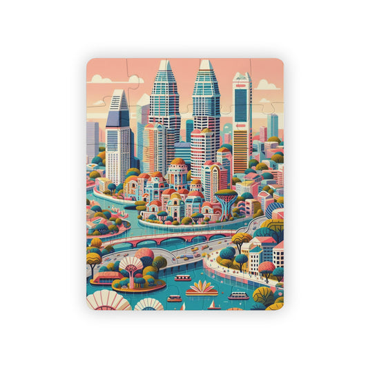 Singapore, Asia, Educational Game, Classroom Geography Gift, Kids Puzzle, 30-Piece