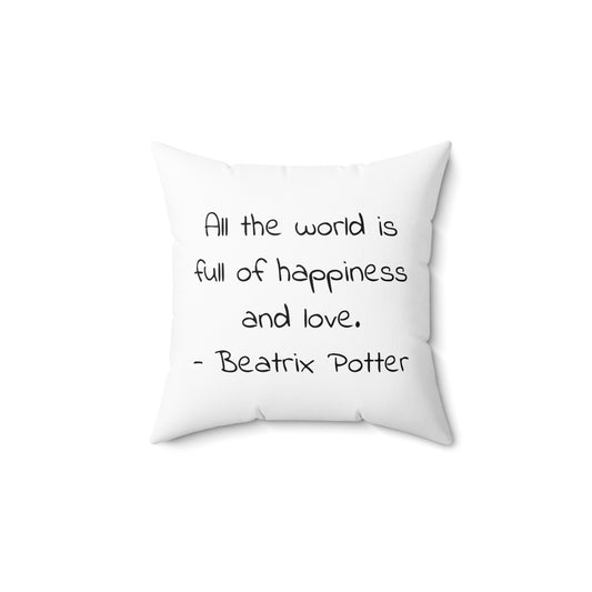 Peter Rabbit Love Valentine's Day Square Pillow, Beatrix Potter Nursery Decor Cushion, Library, Book Nook, Pillow