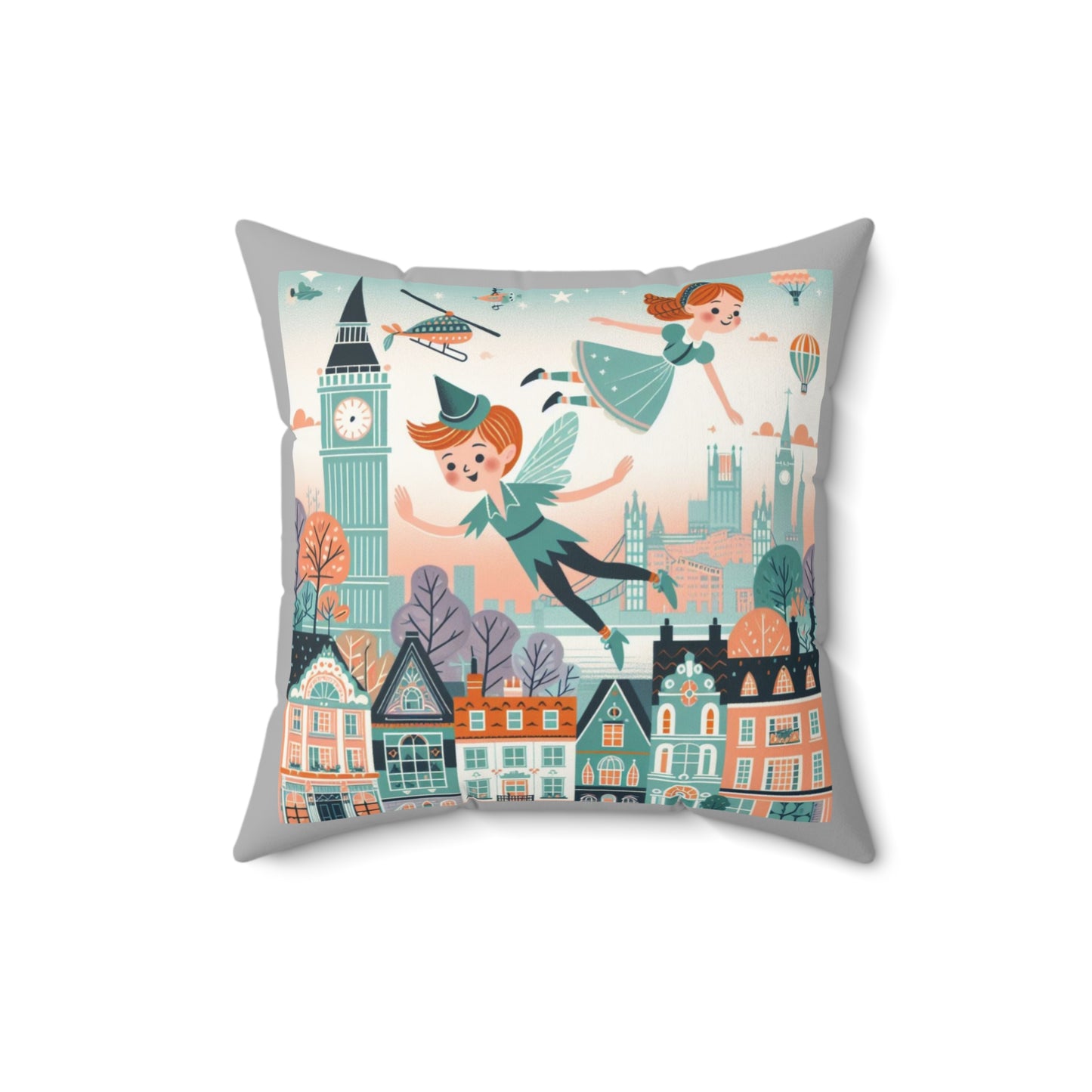 Peter Pan, Wendy, JM Barrie, Children's Literature,  Square Pillow, Library, Book Book, Reading Corner, Nursery, Bedding, Decor