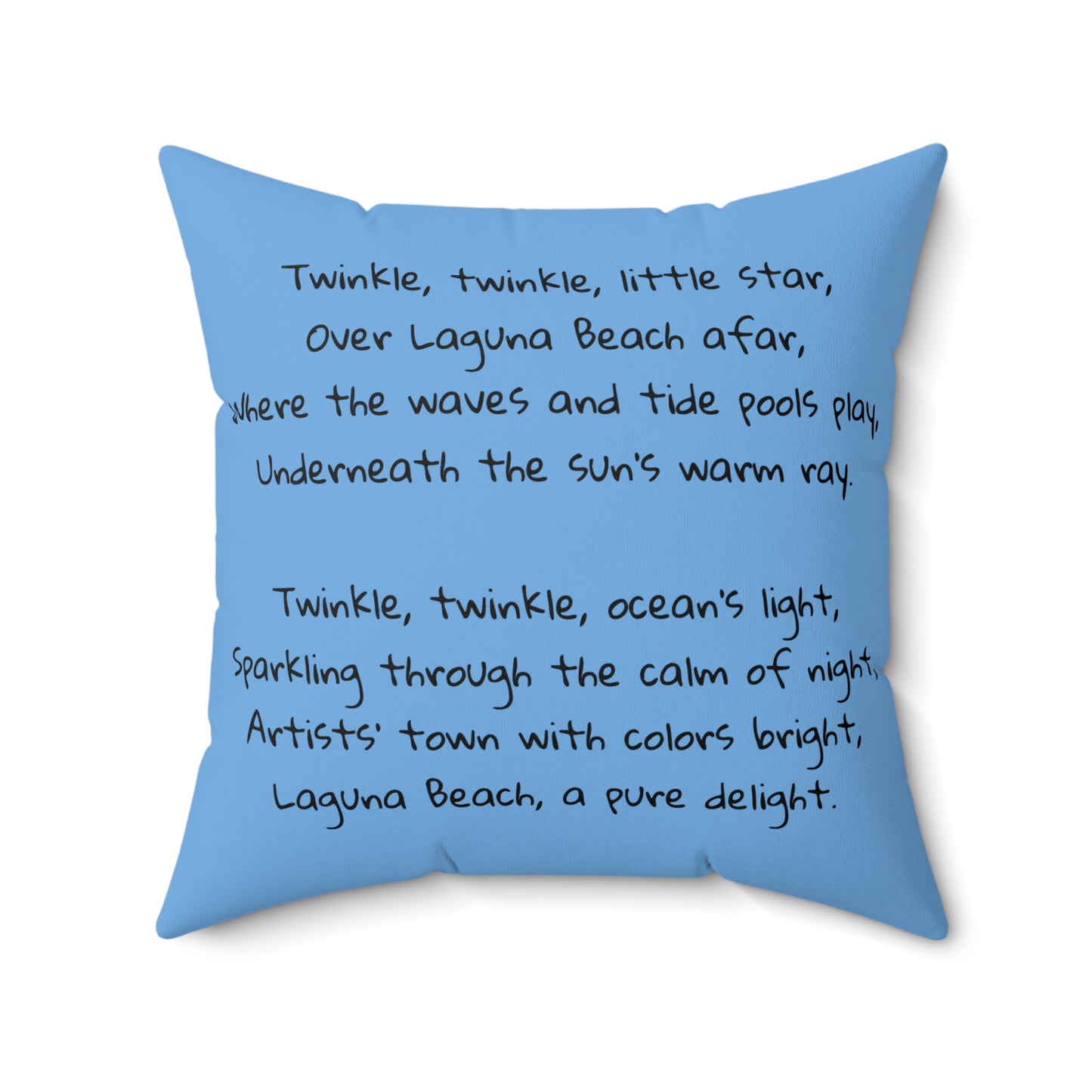 Laguna Beach, California, Twinkle Twinkle Little Star, Nursery Rhyme, Square Pillow, Library, Book Nook, Reading Corner, Decor Square Pillow