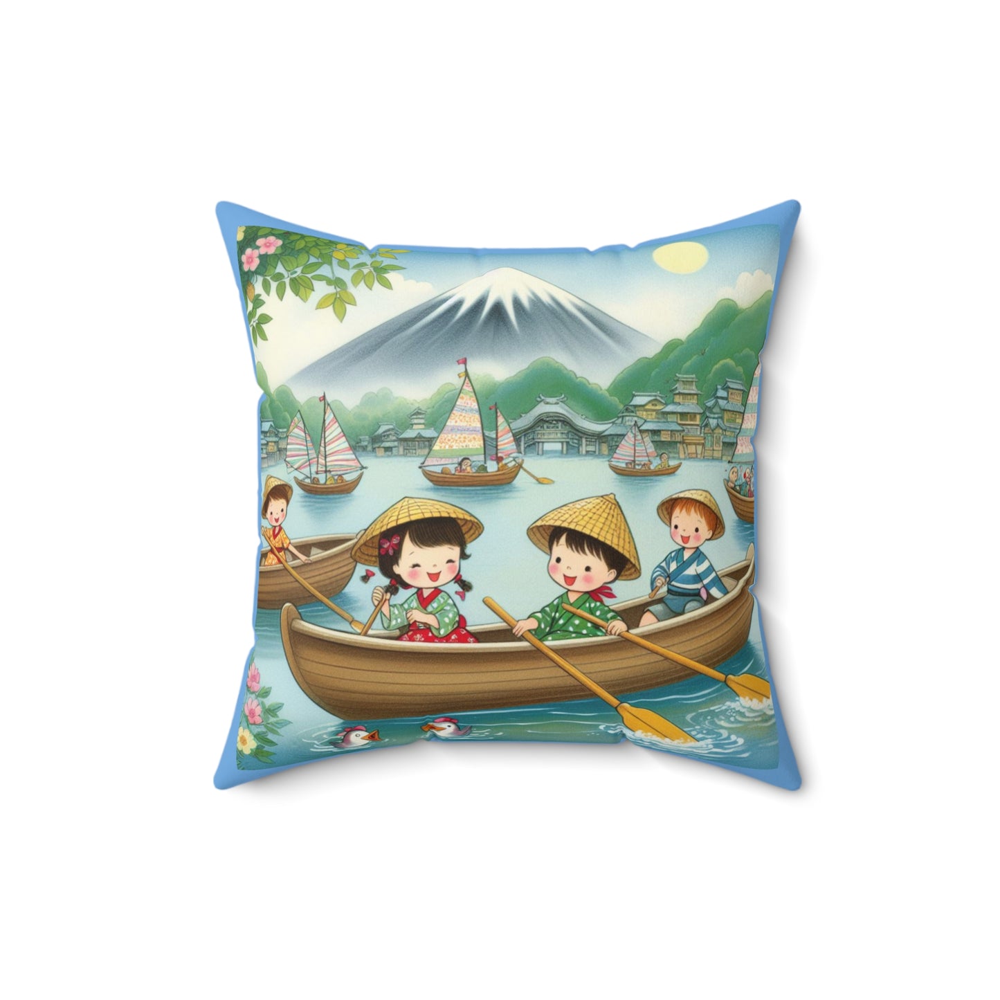 Japanese, Japan, Row Row Your Boat, Nursery Rhyme, Square Pillow, Library, Book Nook, Reading Corner, Educational