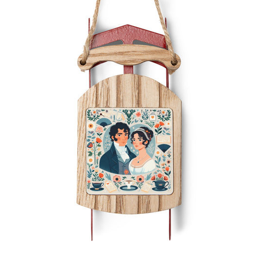 Jane Austen, Pride and Prejudice, Regency, Sled, Ornament, Gift, Stocking Stuffer, Christmas, Holiday, Literary Ornament