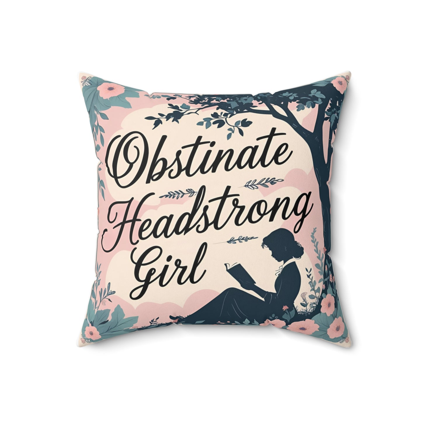 Literary Pillow, Bookish Decor, Jane Austen Pride and Prejudice Cushion, Regency Library, Gift, Obstinate Headstrong Girl, Literary Art