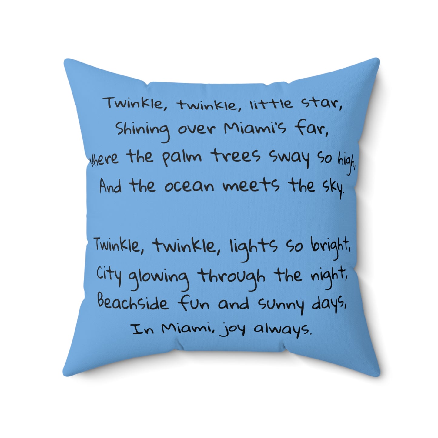Miami, Beach, Florida, Twinkle Twinkle Little Star, Nursery Rhyme, Square Pillow, Library, Book Nook, Reading Corner, Decor