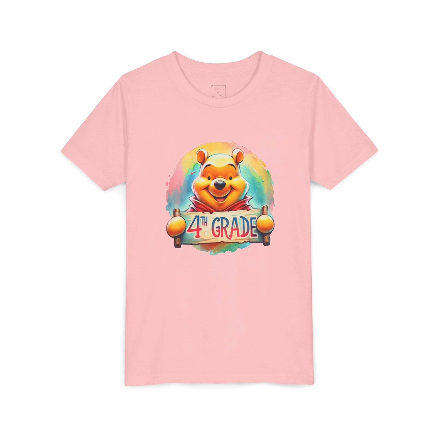 Colorful Winnie the Pooh 4th Grade Short Sleeve Tee for Kids | Back to School Shirt | End of Year Gift | Student Apparel | Fun Kids Clothing
