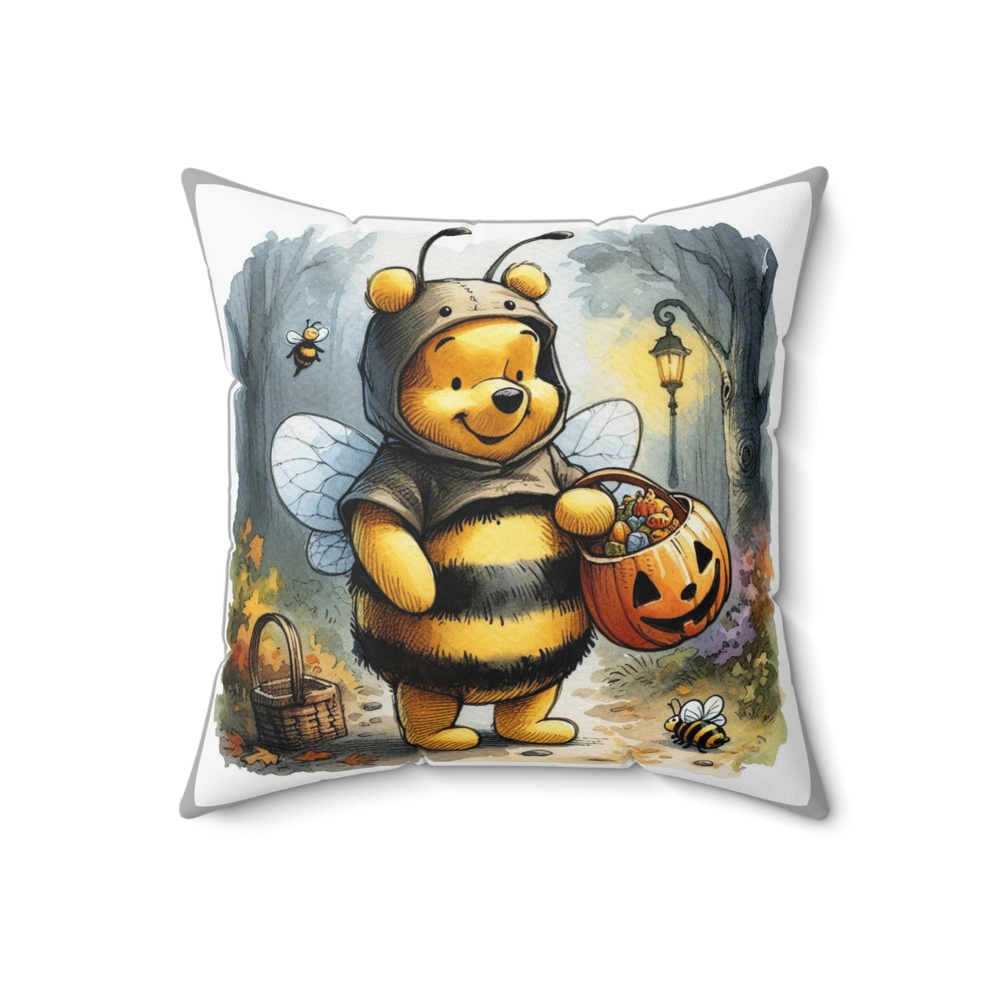 Halloween Pillow, Cozy Cushion, Halloween Decor, Fall Home Accent, Gift for Kids, Bee Costume Decor, Spun Polyester Square Pillow