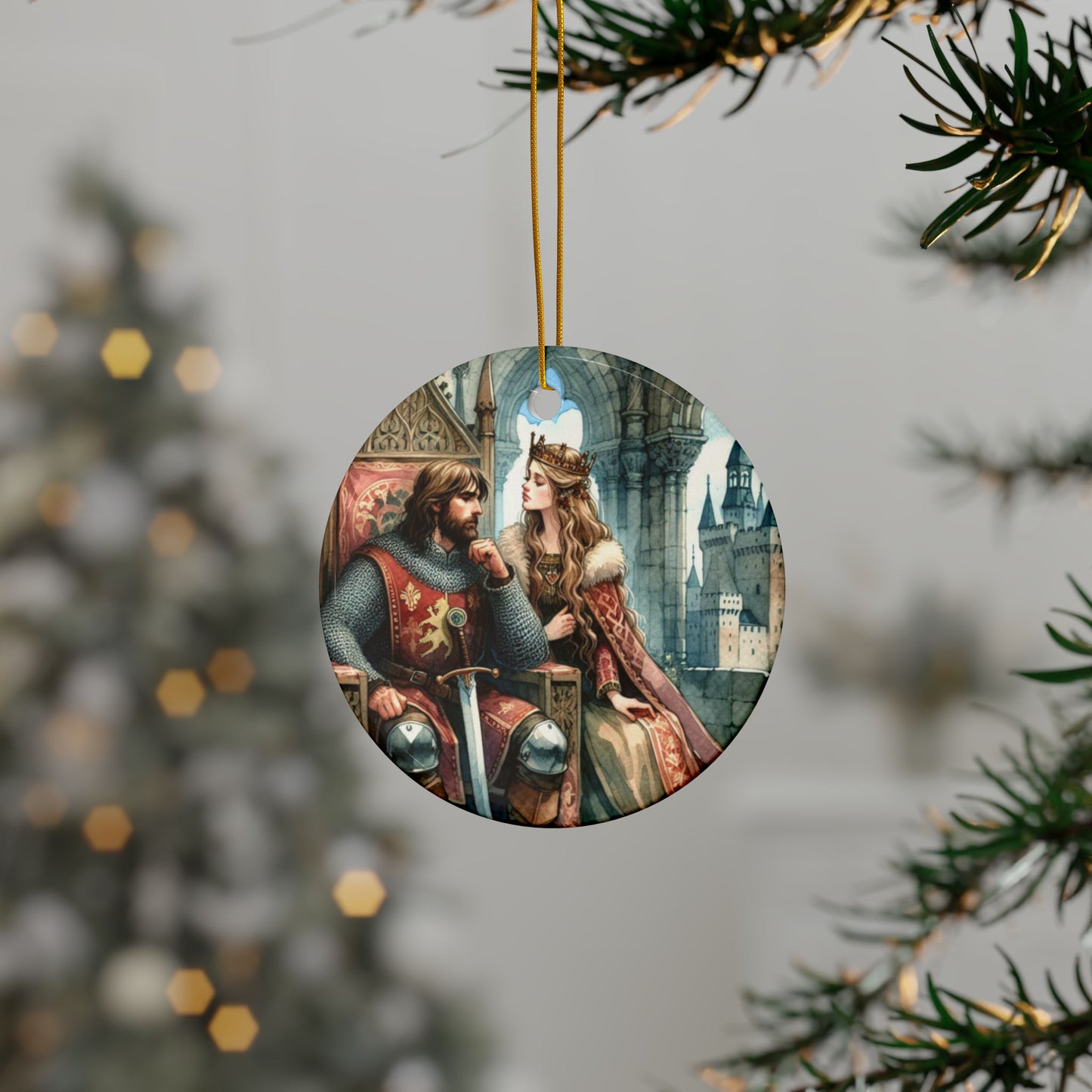 King Arthur, Guinevere, Camelot, Knights, Medieval, Christmas, Holiday Tree, Gift, Tag, Ceramic Ornaments, Double-Sided