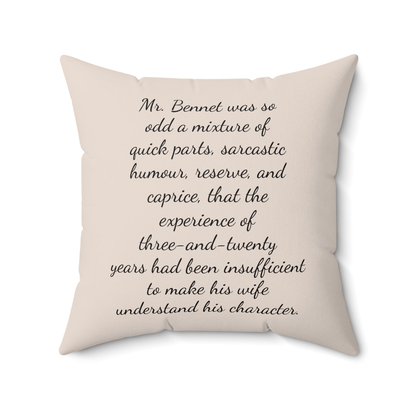 Literary Square Pillow, Pride and Prejudice Regency Quote, Jane Austen Fan Gift, Mr Bennett Family Pillow, Austenite Home Decor