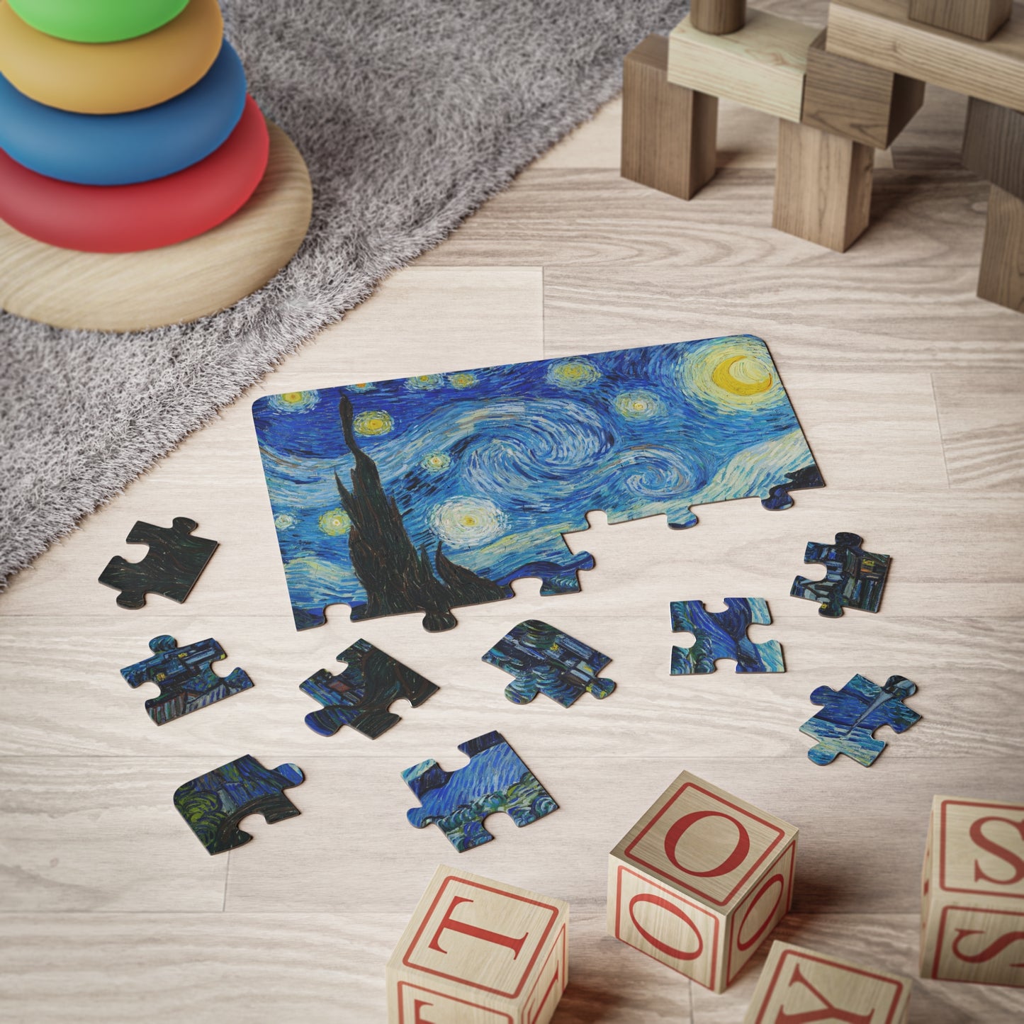 Kids, Starry Night, Vincent Van Gogh, Gift, Puzzle, 30-Piece, Teacher, Educational, Classroom